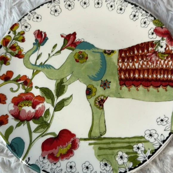 World Market Nomad Elephant Floral Print Plate Retired Pattern 8.75" set of 3 - Picture 5 of 5